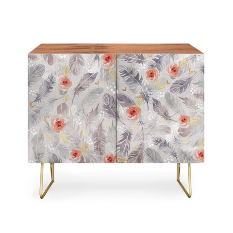 Marta Barragan Camarasa Abstract floral with feathers Credenza