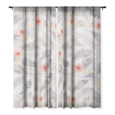 Marta Barragan Camarasa Abstract floral with feathers Sheer Non Repeat