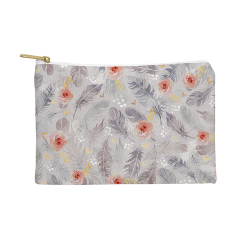 Marta Barragan Camarasa Abstract floral with feathers Pouch