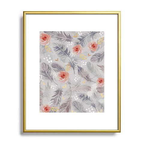 Marta Barragan Camarasa Abstract floral with feathers Metal Framed Art Print