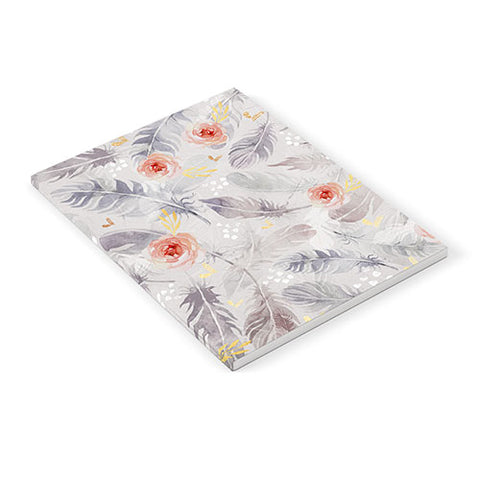 Marta Barragan Camarasa Abstract floral with feathers Notebook