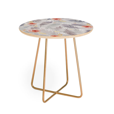 Marta Barragan Camarasa Abstract floral with feathers Round Side Table