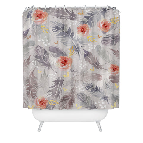 Marta Barragan Camarasa Abstract floral with feathers Shower Curtain