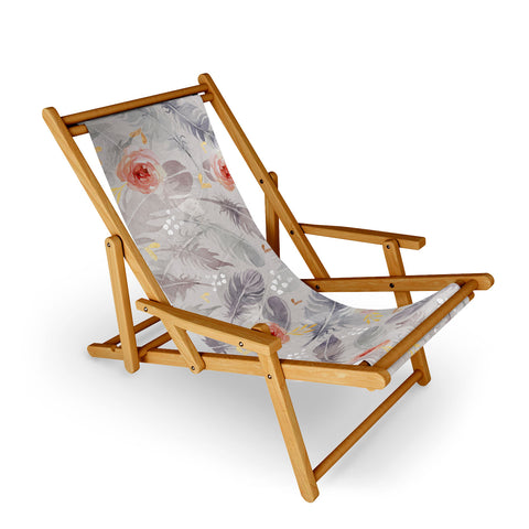 Marta Barragan Camarasa Abstract floral with feathers Sling Chair