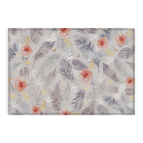 Marta Barragan Camarasa Abstract floral with feathers Outdoor Rug
