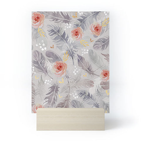 Marta Barragan Camarasa Abstract floral with feathers Mini Art Print