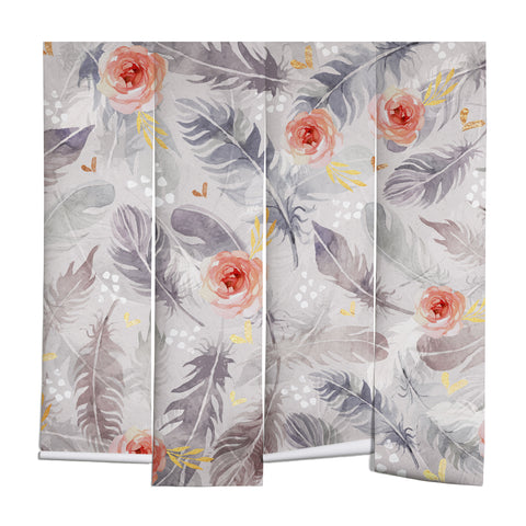 Marta Barragan Camarasa Abstract floral with feathers Wall Mural