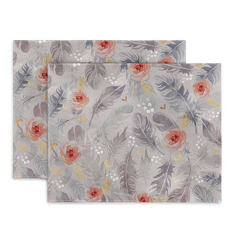 Marta Barragan Camarasa Abstract floral with feathers Placemat
