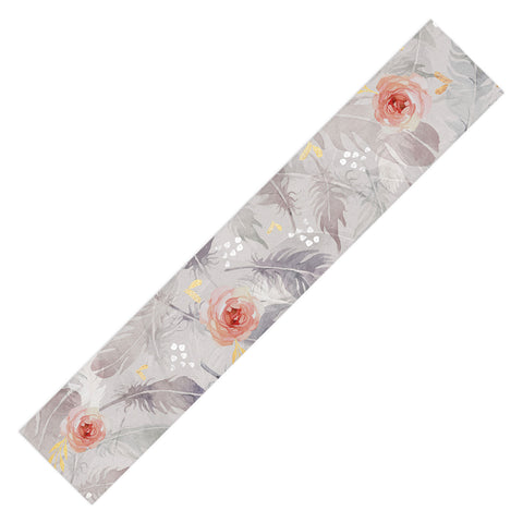 Marta Barragan Camarasa Abstract floral with feathers Table Runner