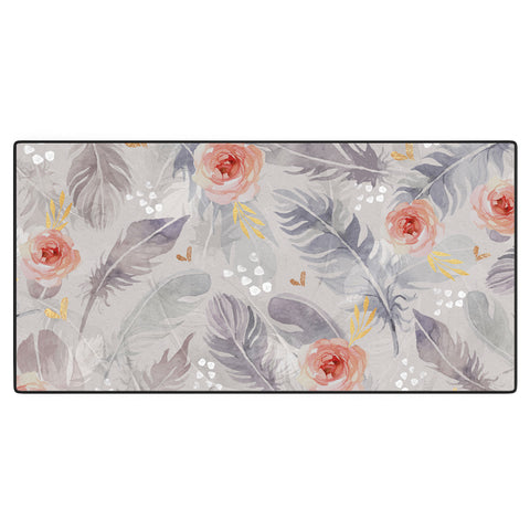 Marta Barragan Camarasa Abstract floral with feathers Desk Mat