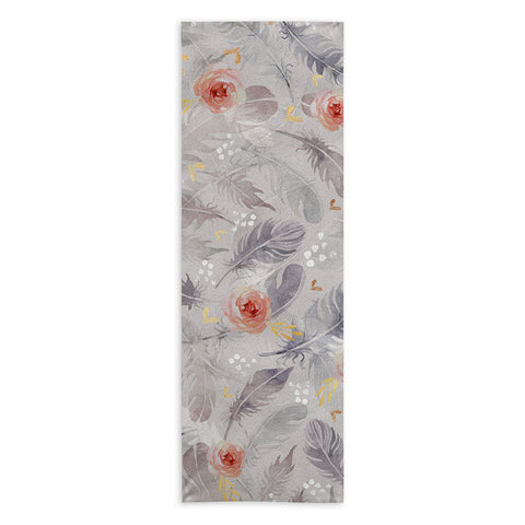 Marta Barragan Camarasa Abstract floral with feathers Yoga Towel