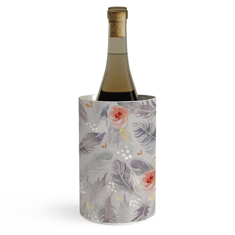 Marta Barragan Camarasa Abstract floral with feathers Wine Chiller