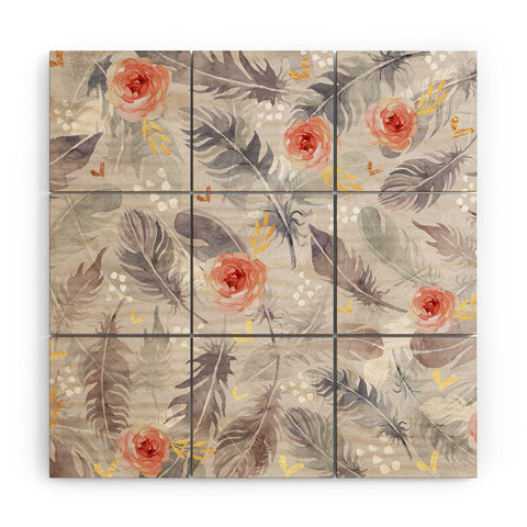 Marta Barragan Camarasa Abstract floral with feathers Wood Wall Mural