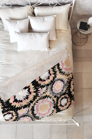 Marta Barragan Camarasa Abstract flowers mosaic Fleece Throw Blanket