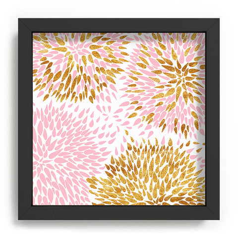 Marta Barragan Camarasa Abstract flowers pink and gold Recessed Framing Square
