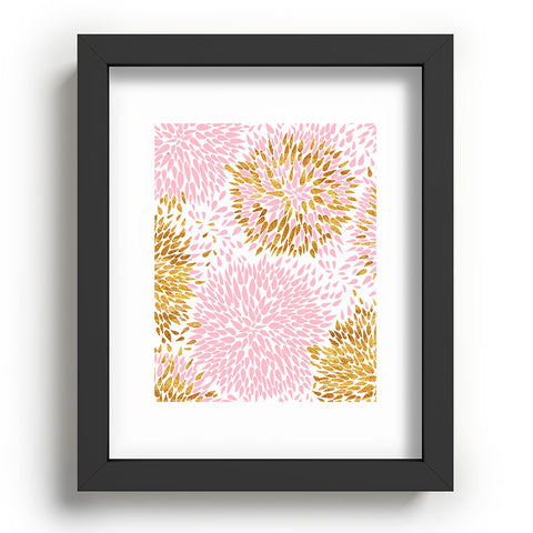 Marta Barragan Camarasa Abstract flowers pink and gold Recessed Framing Rectangle