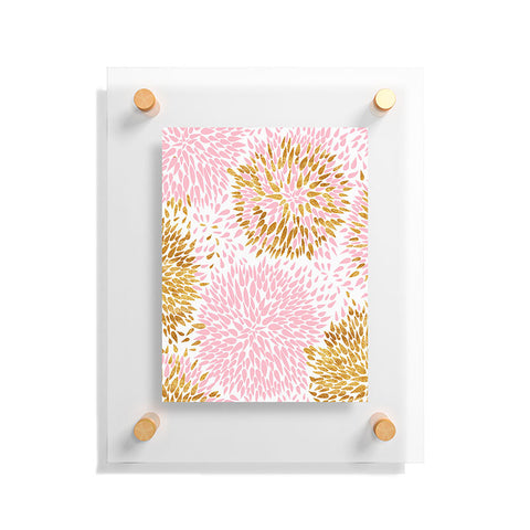 Marta Barragan Camarasa Abstract flowers pink and gold Floating Acrylic Print