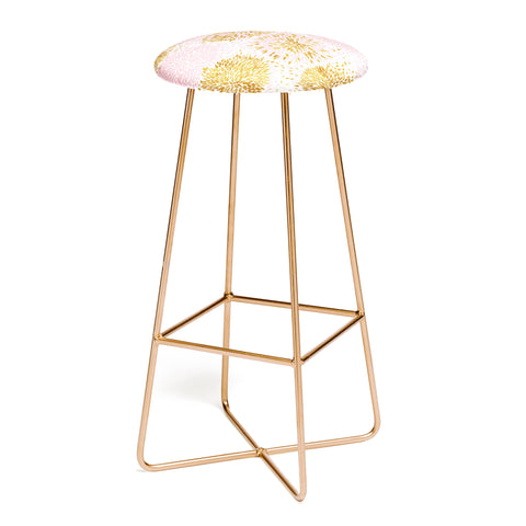 Marta Barragan Camarasa Abstract flowers pink and gold Bar Stool