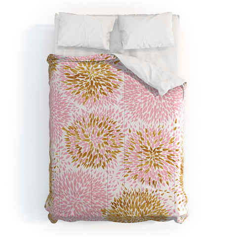 Marta Barragan Camarasa Abstract flowers pink and gold Comforter
