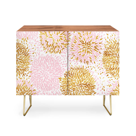Marta Barragan Camarasa Abstract flowers pink and gold Credenza