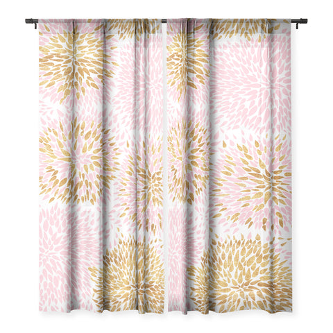 Marta Barragan Camarasa Abstract flowers pink and gold Sheer Non Repeat