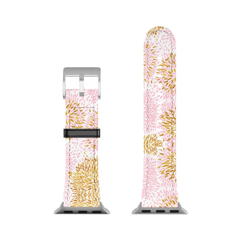 Marta Barragan Camarasa Abstract flowers pink and gold Apple Watch Band