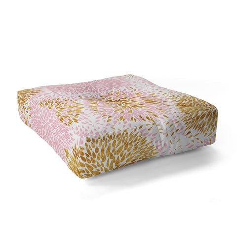 Marta Barragan Camarasa Abstract flowers pink and gold Floor Pillow Square