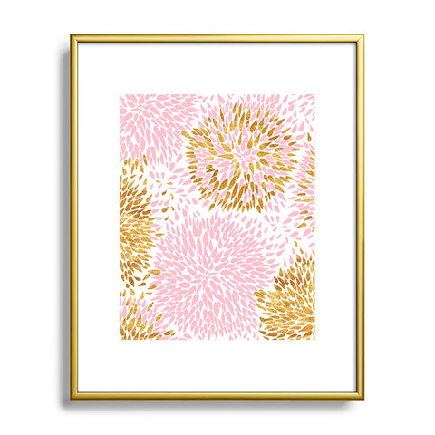 Marta Barragan Camarasa Abstract flowers pink and gold Metal Framed Art Print