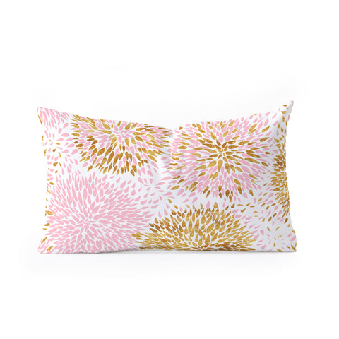 Marta Barragan Camarasa Abstract flowers pink and gold Oblong Throw Pillow