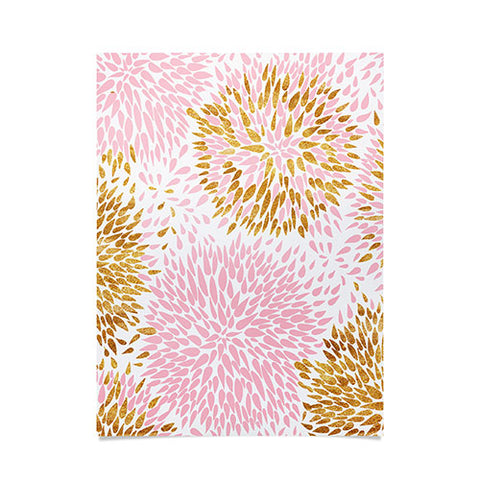 Marta Barragan Camarasa Abstract flowers pink and gold Poster