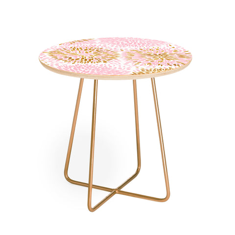 Marta Barragan Camarasa Abstract flowers pink and gold Round Side Table