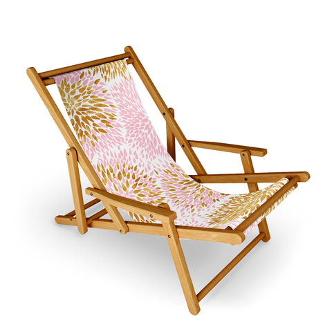 Marta Barragan Camarasa Abstract flowers pink and gold Sling Chair