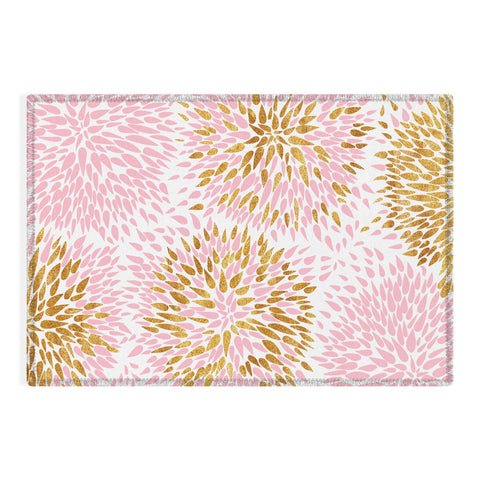 Marta Barragan Camarasa Abstract flowers pink and gold Outdoor Rug