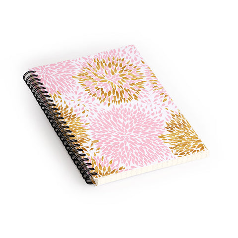 Marta Barragan Camarasa Abstract flowers pink and gold Spiral Notebook