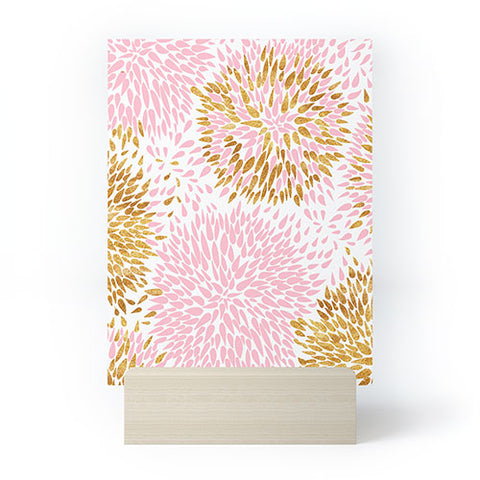 Marta Barragan Camarasa Abstract flowers pink and gold Mini Art Print