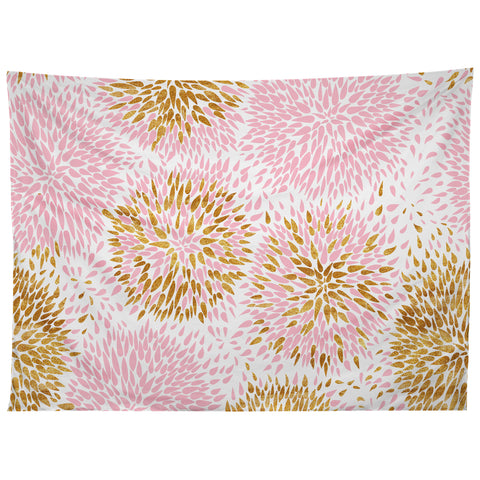 Marta Barragan Camarasa Abstract flowers pink and gold Tapestry