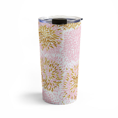 Marta Barragan Camarasa Abstract flowers pink and gold Travel Mug