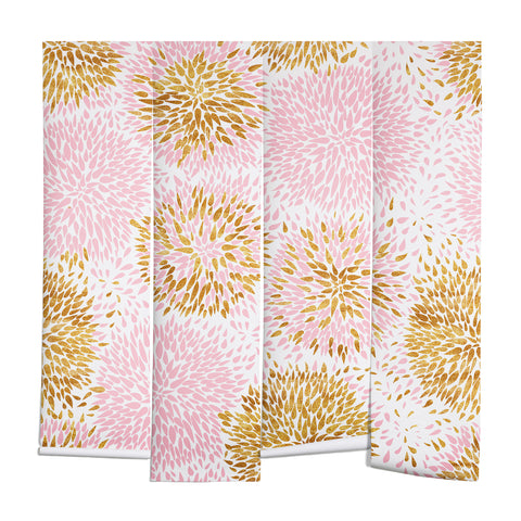 Marta Barragan Camarasa Abstract flowers pink and gold Wall Mural