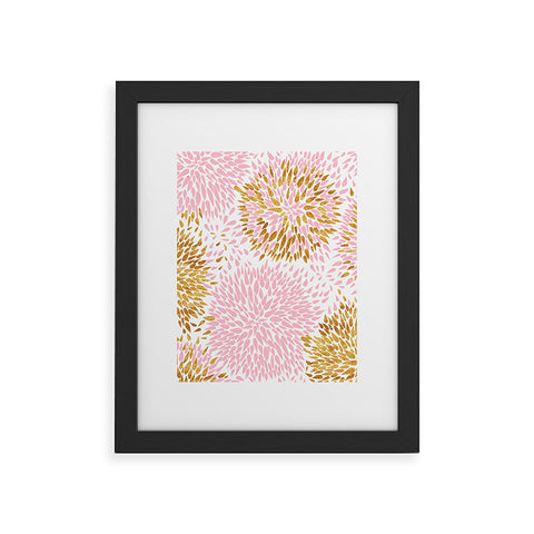 Marta Barragan Camarasa Abstract flowers pink and gold Framed Art Print