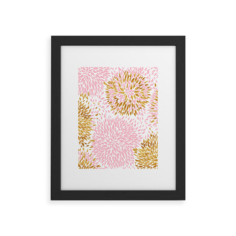 Marta Barragan Camarasa Abstract flowers pink and gold Framed Art Print