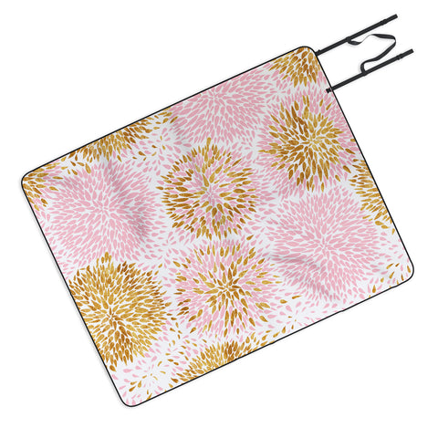 Marta Barragan Camarasa Abstract flowers pink and gold Picnic Blanket