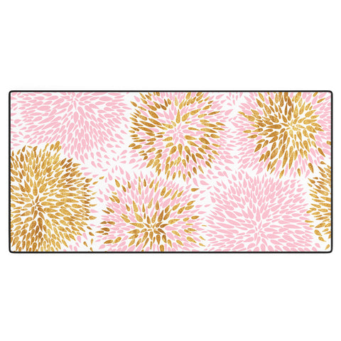 Marta Barragan Camarasa Abstract flowers pink and gold Desk Mat