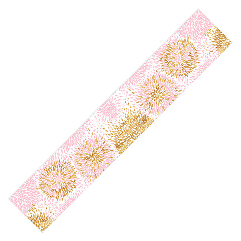Marta Barragan Camarasa Abstract flowers pink and gold Table Runner