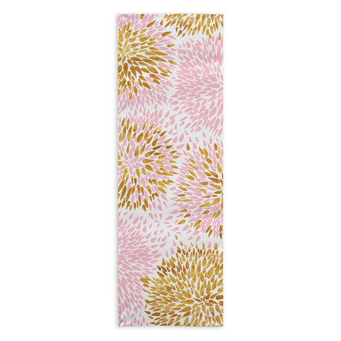 Marta Barragan Camarasa Abstract flowers pink and gold Yoga Towel