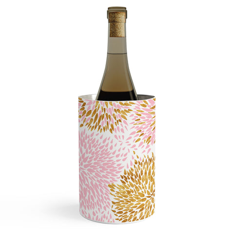 Marta Barragan Camarasa Abstract flowers pink and gold Wine Chiller