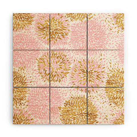 Marta Barragan Camarasa Abstract flowers pink and gold Wood Wall Mural