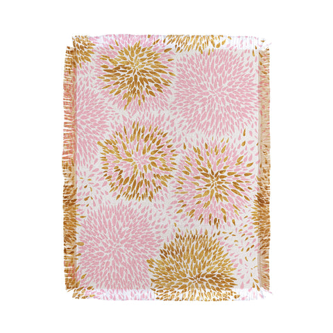 Marta Barragan Camarasa Abstract flowers pink and gold Throw Blanket