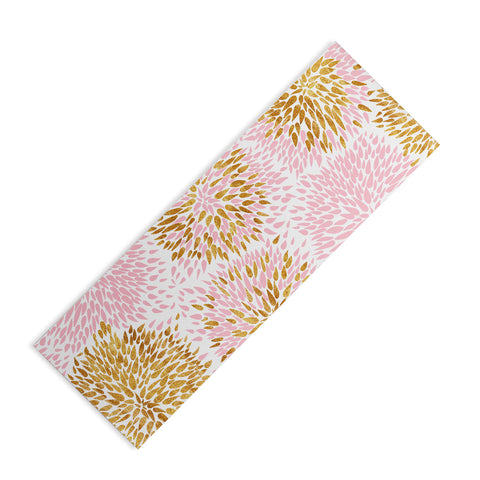 Marta Barragan Camarasa Abstract flowers pink and gold Yoga Mat