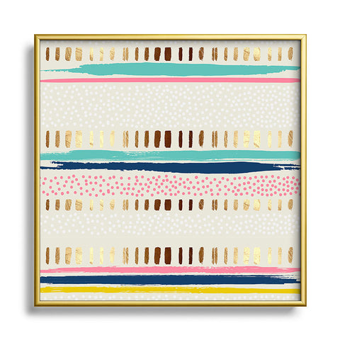 Marta Barragan Camarasa Abstract Geometric Strokes I Square Metal Framed Art Print