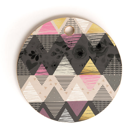 Marta Barragan Camarasa Abstract geometric textures Cutting Board Round